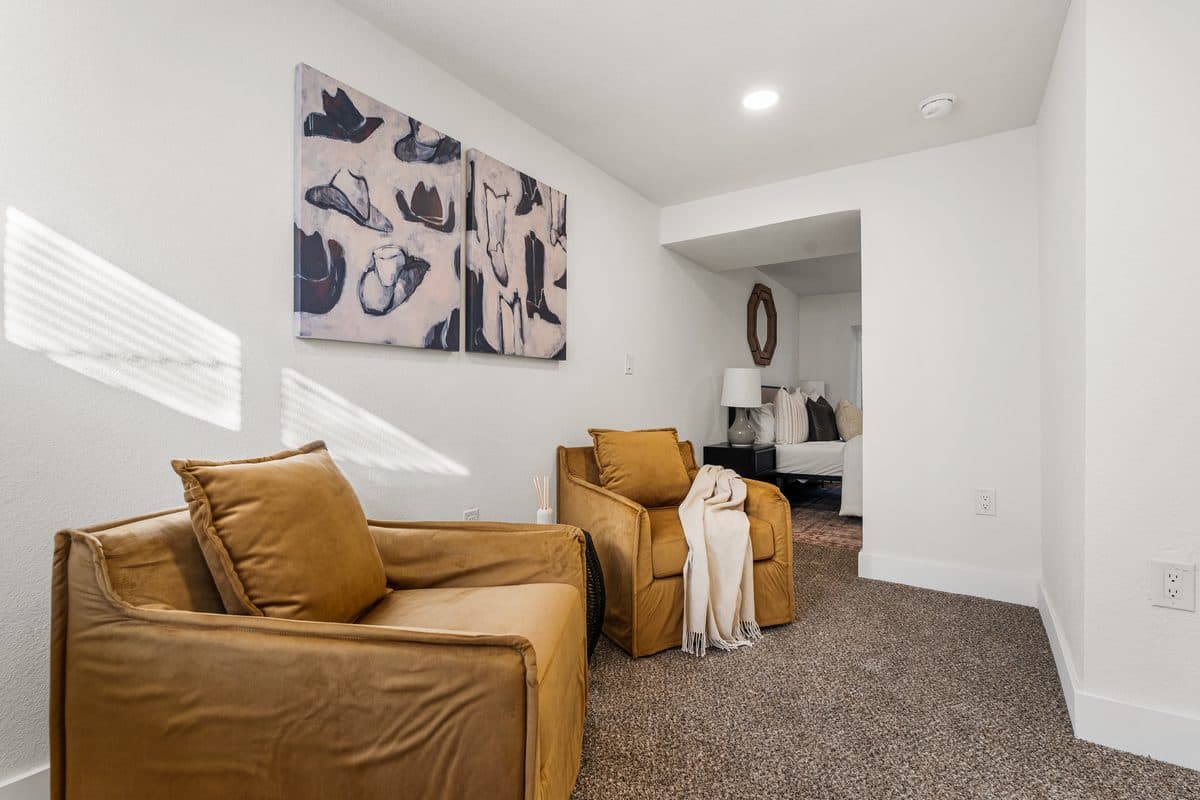 Finished basement lounge area
